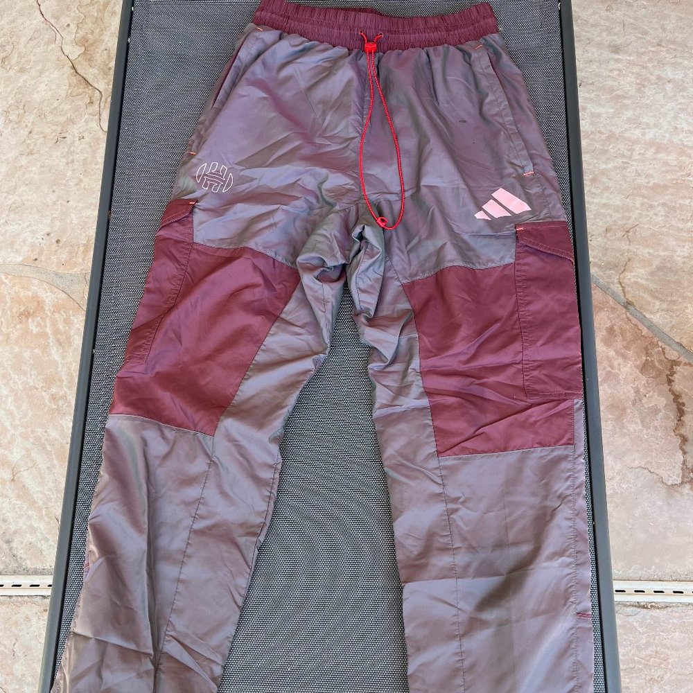 Adidas James Harden Pants Mens XL Pink Mauve Drawstring Track Joggers Cargo Logo